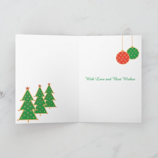 Kerstbomen en Ornamenten voor Godson Kaart (Binnen)