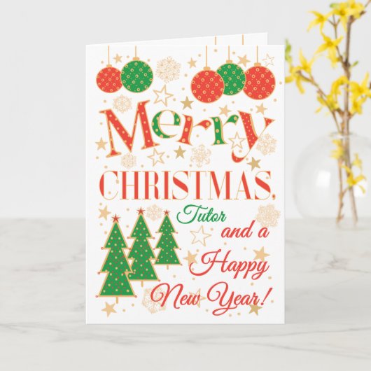 Kerstbomen en Ornamenten voor Tutor Kaart (Gele Bloem)