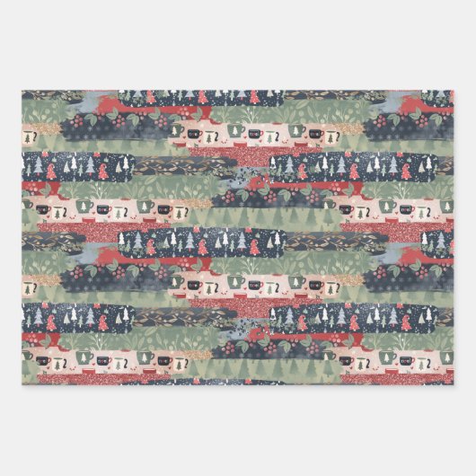 kerstbomen en papierbladen voor het verpakken van inpakpapier vel (Voorkant 3)