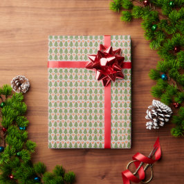 Kerstbomen en peperkoek mannen cadeaupapier