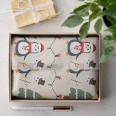 Kerstbomen en pinguïns Kerstmis Tissuepapier (Geschenk)