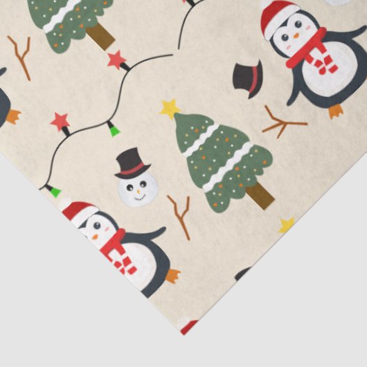 Kerstbomen en pinguïns Kerstmis Tissuepapier (Detail)