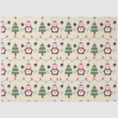 Kerstbomen en pinguïns Kerstmis Tissuepapier (Voorkant)