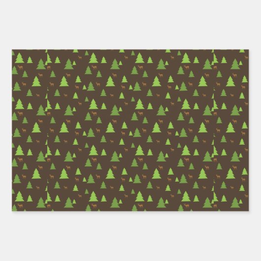 kerstbomen en Poinsettias Inpakpapier Vel (Voorkant 2)