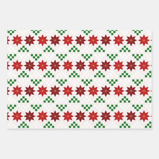 kerstbomen en Poinsettias Inpakpapier Vel (Voorkant)