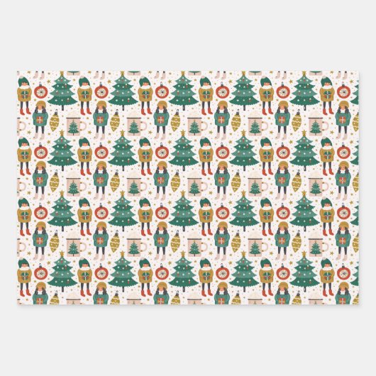 kerstbomen en sierplanten inpakpapier vel (Voorkant 2)