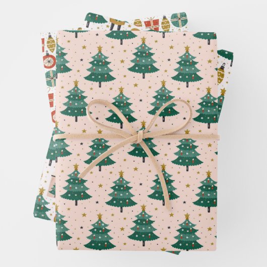 kerstbomen en sierplanten inpakpapier vel (In situ)