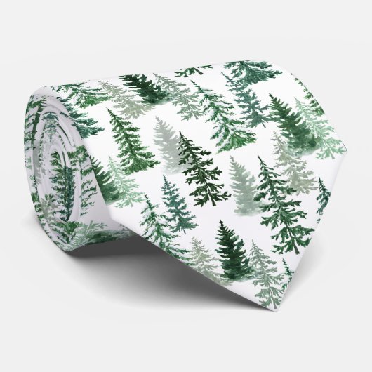 Kerstbomen en sneeuw in het bos stropdas (Opgerold)