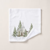 Kerstbomen en sneeuw op wit bad handdoek (Wasdoekje)
