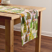 kerstbomen en sneeuwhazen korte tafelloper (Voorbeeld)