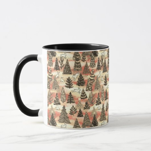 kerstbomen en sneeuwhazen mok (Links)