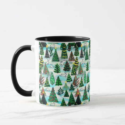 Kerstbomen en sneeuwhazen mok (Links)