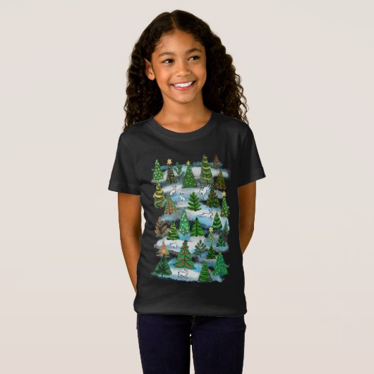 Kerstbomen en sneeuwhazen T-Shirt (Voorkant volledig)
