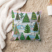Kerstbomen en sneeuwhazen werpen kussens (Deken)