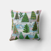 Kerstbomen en sneeuwhazen werpen kussens (Achterkant)