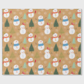 Kerstbomen en Sneeuwmannen Cadeaupapier (Vlak)