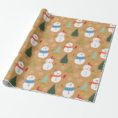 Kerstbomen en Sneeuwmannen Cadeaupapier (Uitgerold)
