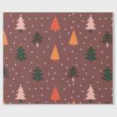 Kerstbomen en sneeuwpatroon cadeaupapier (Vlak)