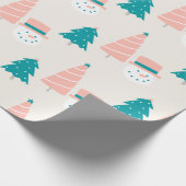 Kerstbomen en sneeuwpoppen cadeaupapier (Hoek)