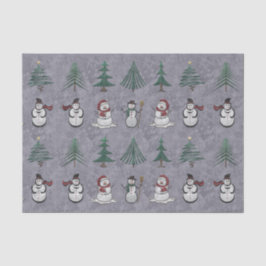 Kerstbomen en sneeuwpoppen Tissue Paper Tissuepapier