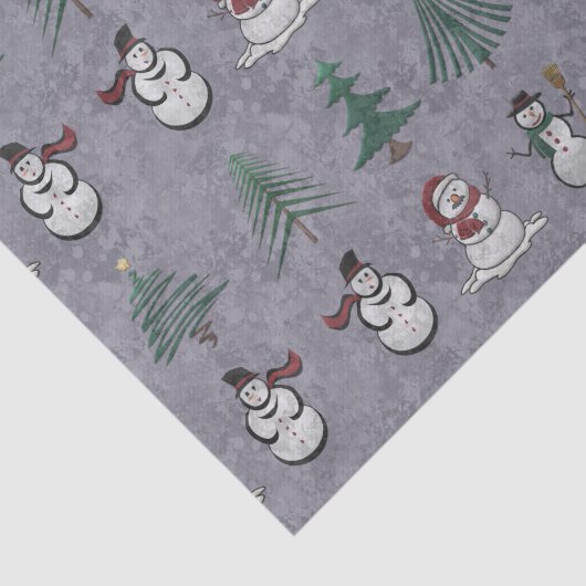Kerstbomen en sneeuwpoppen Tissue Paper Tissuepapier (Detail)