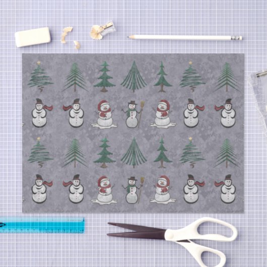 Kerstbomen en sneeuwpoppen Tissue Paper Tissuepapier (Craft)