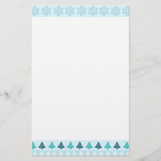 kerstbomen en sneeuwvlokken briefpapier (Voorkant)