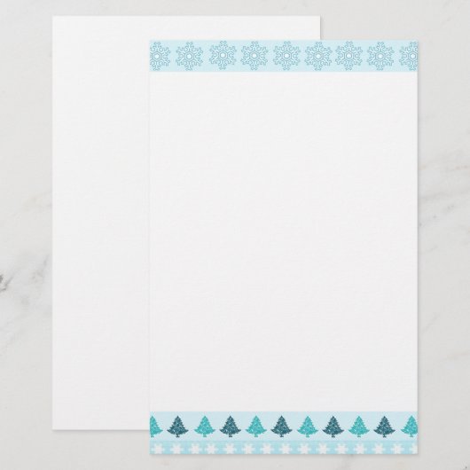 kerstbomen en sneeuwvlokken briefpapier (Voorkant / Achterkant)