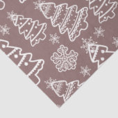 Kerstbomen en sneeuwvlokken Bruine Kerst Tissuepapier (Detail)