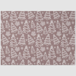 Kerstbomen en sneeuwvlokken Bruine Kerst Tissuepapier