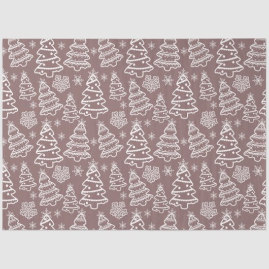 Kerstbomen en sneeuwvlokken Bruine Kerst Tissuepapier (Voorkant)