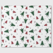 kerstbomen en sneeuwvlokken cadeaupapier (Vlak)