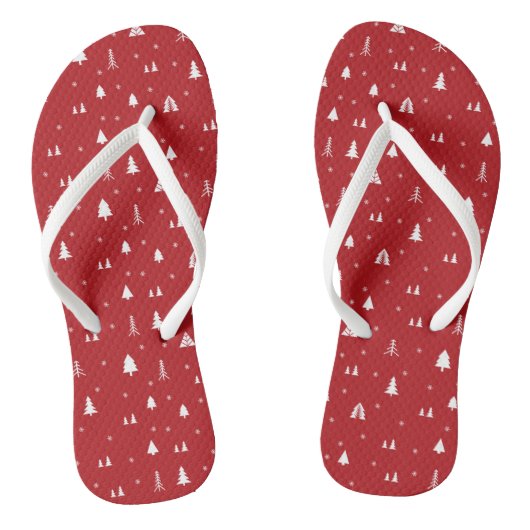 Kerstbomen en Sneeuwvlokken Flip Flops (Voetbed)