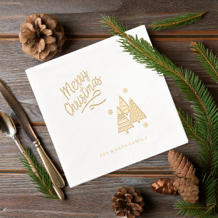 Kerstbomen en sneeuwvlokken ID863 Folie Servetten