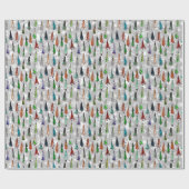 kerstbomen en sneeuwvlokken, inpakpapier (Vlak)