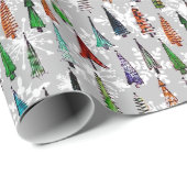 kerstbomen en sneeuwvlokken, inpakpapier (Rol Hoek)