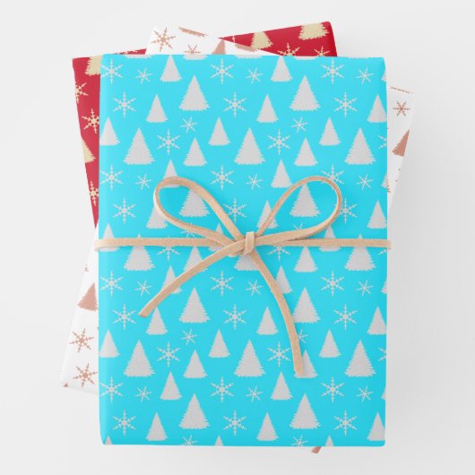 kerstbomen en sneeuwvlokken inpakpapier vel (In situ)