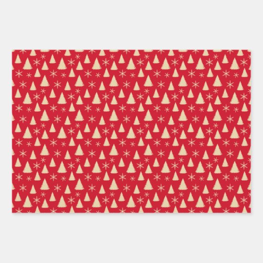 kerstbomen en sneeuwvlokken inpakpapier vel (Voorkant 3)