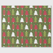 Kerstbomen en sneeuwvlokken met groene rug cadeaupapier (Vlak)