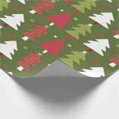 Kerstbomen en sneeuwvlokken met groene rug cadeaupapier (Hoek)