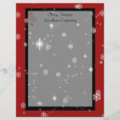 Kerstbomen en sneeuwvlokken op rood en zwart (Voorkant)