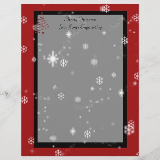 Kerstbomen en sneeuwvlokken op rood en zwart (Voorkant)