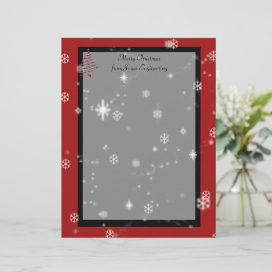 Kerstbomen en sneeuwvlokken op rood en zwart (Staand voorkant)