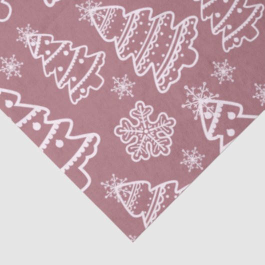 Kerstbomen en sneeuwvlokken Paarse kerst Tissuepapier (Detail)