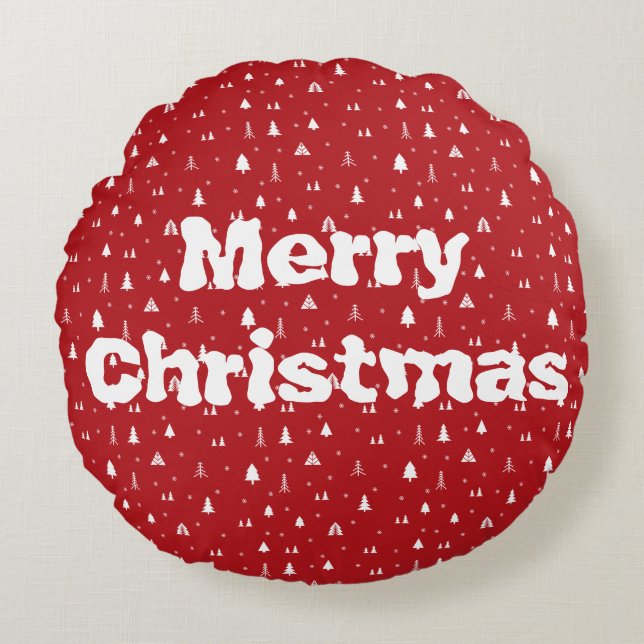 Kerstbomen en sneeuwvlokken rond de loods rond kussen (Voorkant)