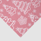 Kerstbomen en sneeuwvlokken Roze Kerst Tissuepapier (Detail)
