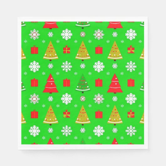 Kerstbomen en Sneeuwvlokken Servet (Voorkant)