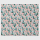 kerstbomen en snoewmanpapier cadeaupapier (Vlak)