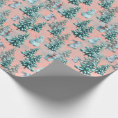 kerstbomen en snoewmanpapier cadeaupapier (Hoek)