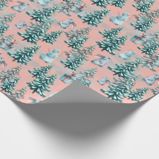 kerstbomen en snoewmanpapier cadeaupapier (Hoek)